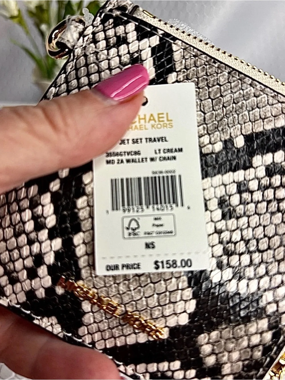 Michael Kors Snake-Print Leather Wristlet - NWT